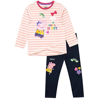 Image of Peppa Pig Girls Top &amp; Leggings Set Multicoloured Ages 4 to 5 Years