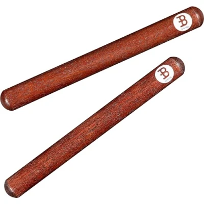 Image of Meinl Percussion Wood Claves Deluxe 1 Pair of Cylindrical Musical Instrument Walnut, Natural (CL18)