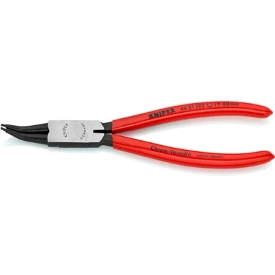 Image of Knipex Circlip Pliers for internal circlips in bore holes 45 bent black atramentized, plastic coated 180 mm 44 31 J22