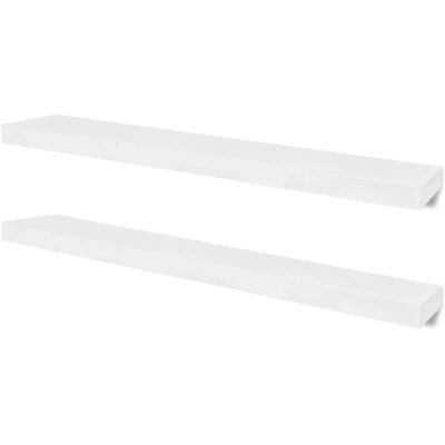 Image of vidaXL 2 White MDF Floating Wall Display Shelves Book/DVD Storage