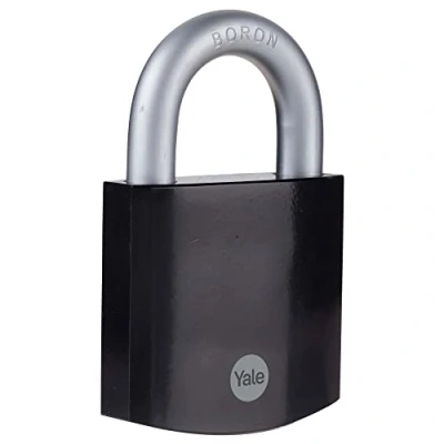 Image of Yale Y300B/63/127/1 Maximum Security 62mm Hardened Steel Padlock Black Open Boron Shackle 3 Keys