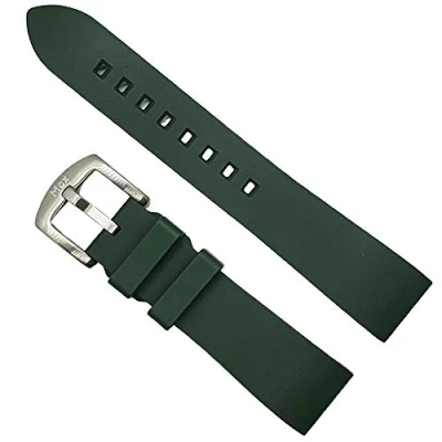 Image of Max FKM Rubber Quick Release Watch Strap 20mm, 22mm, 24mm Red, Navy Blue, Orange, Brown, Black, Green (20mm, Green)