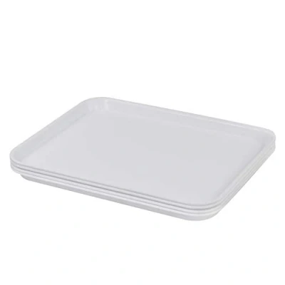 Image of Farmoon Set of 4 Rectangular Fast Food Tray, Plastic Resturant Serving Trays, White