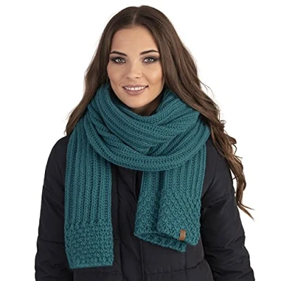 Image of Vivisence Elegant Ladies Winter Scarf With Extra Long Made From Warm And Soft Fabric Blend Perfect For Cold Autumn Days Ideal Everyday Use, Dark Turquoise,UNI