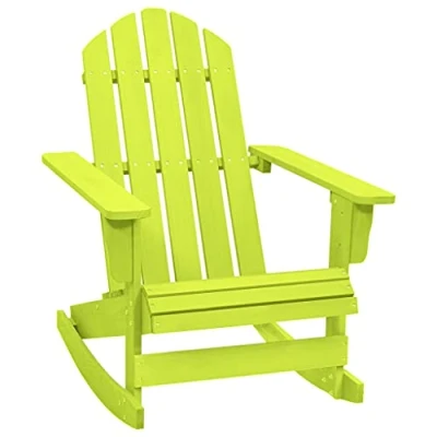 Image of vidaXL Garden Rocking Chair, Solid Fir Wood Construction, Weather Resistant Green Patio Seat, Ergonomic Design, Maximum loading capacity 110 kg
