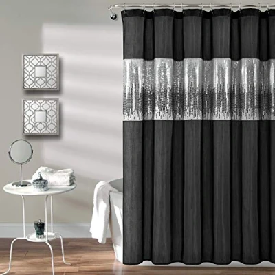 Image of Lush Decor Night Sky Shower Curtain, Polyester, Black, 72&quot; W x L (Pack of 1)
