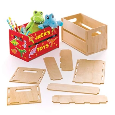Image of Baker Ross AW193 Storage Box, for Kids to Paint, Decorate and Personalise Arts Crafts Activities (Pack of 2), Wood