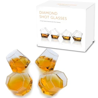 Image of Mad Monkey Diamond Glasses, Unusual Shot Set of 4, Funny Glass, Design Gift Packaging