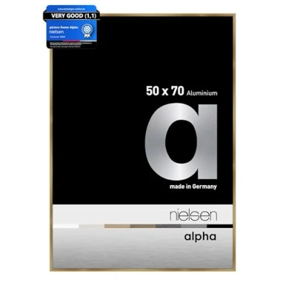 Image of nielsen Alpha Photo Frame 50x70cm Aluminium Picture Frame, Amber with Protective Float Glass and Push Turn Clips Brushed