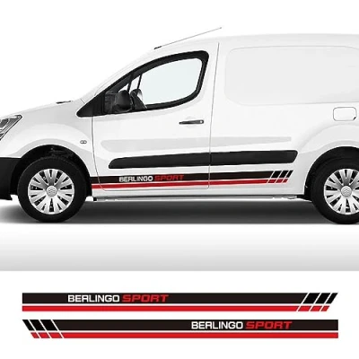 Image of RWRAPS 2PCS Car Door Side Line Stickers Stripes Graphics Vinyl Decals,Fit for Citroen Berlingo K9 Camper Van Accessories