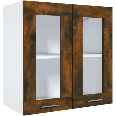 Image of vidaXL Hanging Glass Cabinet Lyon Smoked Oak 60x31x60 cm Engineered Wood