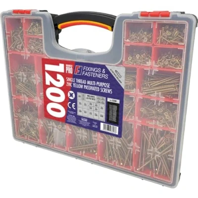 Image of Forgefix Organiser Pro Single Thread Multi Purpose Zinc Yellow Passivated Screws, Black