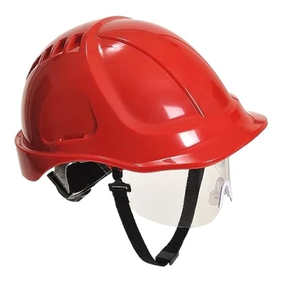 Image of Portwest PW54 Endurance Plus Visor Workwear Safety Helmet Red