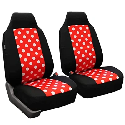 Image of FH Group Front Set Cloth Car Seat Covers for Bucket Seats 1 Piece Cover, Universal Fit, Washable SUV, Sedan, Red/Black