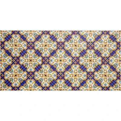 Image of Baroni Kitchen Vinyl Runner Rug 60 x 120 Cm Decorative Majolica Colorful PVC Non Slip Washable