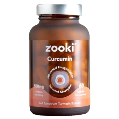 Image of Zooki High Strength Liposomal Curcumin Capsules, 500mg Advanced Support for Digestion, Immunity, Joints and Bones (60 1 Month Supply)