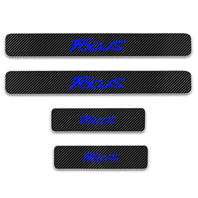 Image of 4Pcs Car Door Sill Protector for Fo rd Focus, Carbon Fiber Scuff Plate Trim Sticker Welcome Pedal Styling Accessories,Blue
