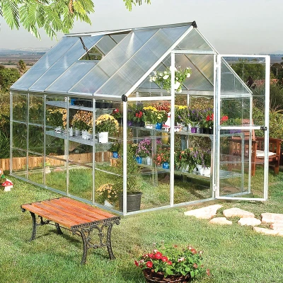Image of 6&#039;x10&#039; Palram Canopia Hybrid Large Walk In Silver Polycarbonate Greenhouse (1.8x3m)