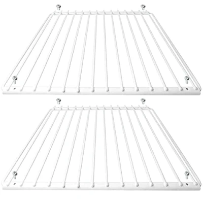 Image of SPARES2GO Universal Adjustable Extendable Fridge Shelf Refrigerator Freezer Shelves (Pack of 2, White Plastic Coated)