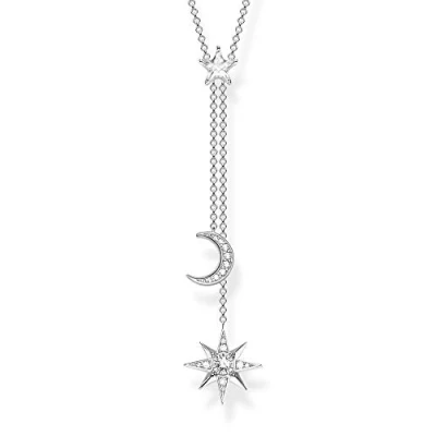 Image of Thomas Sabo Women Necklace Star &amp; Moon 925 Sterling Silver KE1900 051 14 L45v