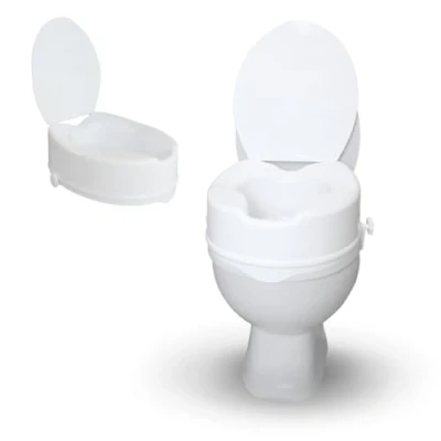 Image of Mobiclinic®, Toilet Seat Riser, Model Titán, with lid, 5,50 inches, Raised Seats for Elderly, Adaptable to Oval Toilets, Elevated Adults, Colour White
