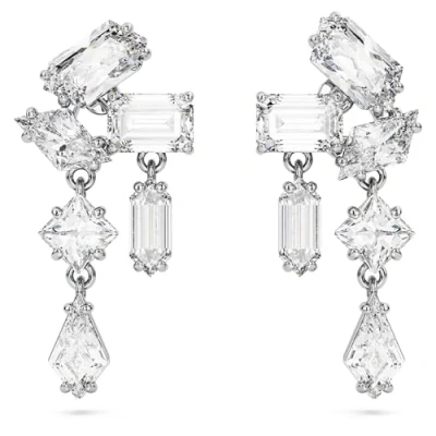 Image of Swarovski Mesmera Drop Earrings, White Crystals in a Rhodium Plated Setting, from the Collection
