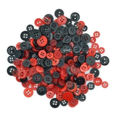 Image of celloexpress Pack of 50g Mixed Tiny Sizes and Colours Various Red Black Buttons for Sewing Crafting