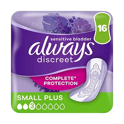 Image of Always Discreet Plus Small Sanitary Pads for Sensitive Bladder Pack of 32