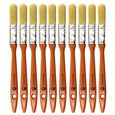 Image of 10 Pack Paint Brushes Ideal for Walls &amp; Ceilings, Brush Set with Synthetic Bristle Brush, Heavy Duty Gloss Fiberglass and Laminating (0.5 Inch)