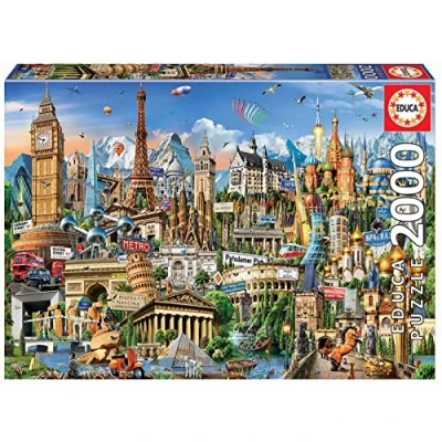 Image of Educa Borrás 17697 Symbole Von Europa Borras Europe Landmarks 2000 Piece Jigsaw Puzzle, Multi, Standard Size
