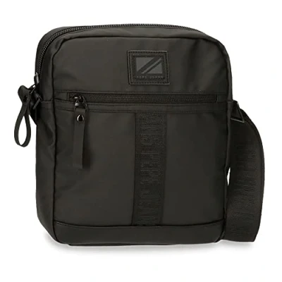 Image of Pepe Jeans Hoxton Messenger Bag Tablet Holder Black 23 x 27 7 cm Polyester and PU, Multi Coloured (Multi Coloured), One Size, Shoulder