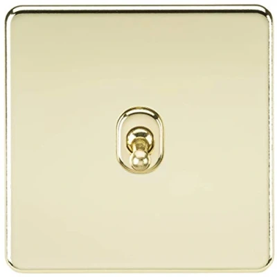 Image of KnightsBridge Screwless 10AX 1G 2 Way Toggle Switch Polished Brass