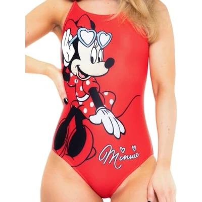 Image of Disney Swimming Costume Minnie Mouse Womens Swimsuit Ladies Swimwear Red Medium