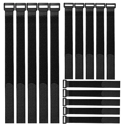Image of QitinDasen 30Pcs Premium Cable Ties Set, Reusable Straps Cinch Straps, Multipurpose Hook and Loop Fastener, Wire Organizer for Cords Management (3 Sizes: 20cm, 30cm, 40cm)