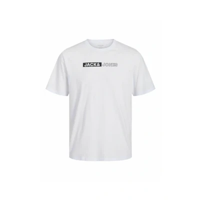 Image of Jack &amp; Jones Jjecorp LOGO TEE PLAY O NECK Print Tshirt, Men&#039;s, Size: Small, White