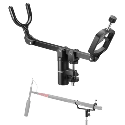 Image of NEEWER Mic Boom Pole Support Holder with 5/8&quot; Stud for Light Stand Arm C Stand, Metal Nonslip DSLR Video Microphone Shotgun Mount Adapter, 15/+30 Tilt, Max Load: 17/6lb/8kg, CM NA 2