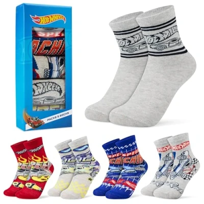 Image of Hot Wheels Boys Calf Socks, Soft Breathable Kids Socks Pack of 5 Gifts for (Multi, 3 Years)