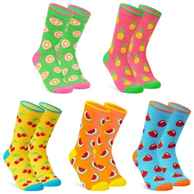 Image of CityComfort Womens Socks, Calf Length Colourful Funny Socks Soft Breathable Pack of 5 (Multi Rainbow)