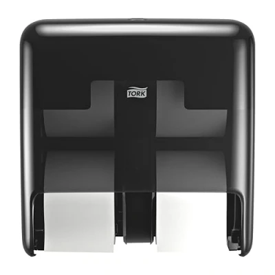 Image of Tork OptiServe 4 Roll Coreless Toilet Paper Dispenser Black T7, Vertical Dispenser, Elevation Design, 558052
