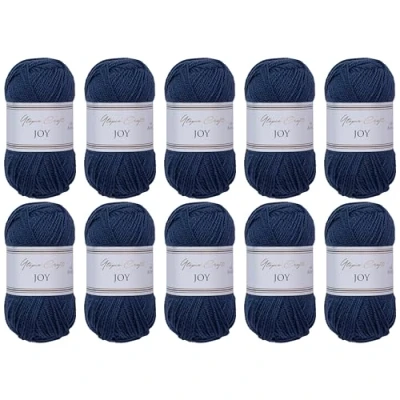 Image of Utopia Crafts Joy Plain Knitting and Crochet Yarn, Soft, Easy Care, 100% Polyacrylic, 10 x 50 g Ball, 150 m (Blue Charcoal)