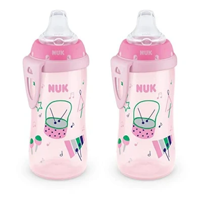 Image of NUK Active Spill Proof Sippy Cup, 10 oz, 2 Pack, 8+ Months, Pink BPA Free, Cup