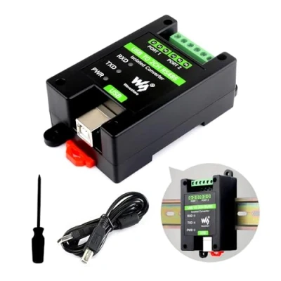 Image of Waveshare USB to 2CH RS485 Industrial Grade Isolated Converter, Onboard Original FT2232HL Chip, Adapter, Multiple Protection Circuits, Wall Mount and Rail Support