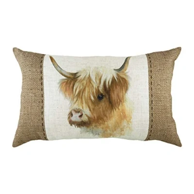 Image of Evans Lichfield Hessian Cow Feather Filled Cushion, White, 30 x 50cm