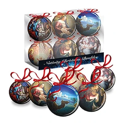 Image of The Healing Corner Christmas Tree Baubles 6 Pk Traditional Nativity Scenes Xmas Decoration Holy Family Special Gift Ornament