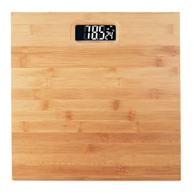 Image of Relaxdays Digital Bathroom Scale, Capacity 180 kg, Bamboo, Battery Operated, Personal HxWxD: 3 x 30 cm, Brown