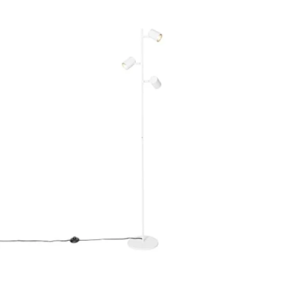 Image of Qazqa Modern Floor lamp White 3 Light Jeana Suitable for LED GU10 Steel Living Room I Bedroom