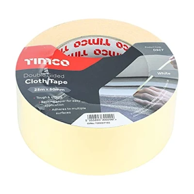 Image of TIMco DSCT Double Sided Cloth Tape 50mm x 25m White