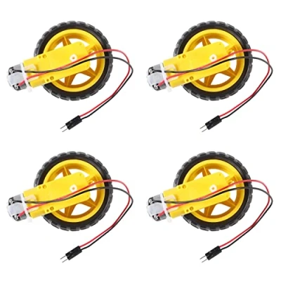 Image of AEDIKO 4 Sets TT Motor DC 3 6V Gearbox Dual Shaft 200RPM Ratio 1:48 with Tire Wheel Kit for Smart Car Robot DIY