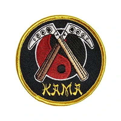 Image of Martial Arts Embroidered Patches Badges Weapons Yin Yang Kama Patch