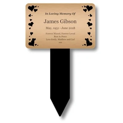 Image of Personalised Memorial Plaque, Ground Stake, Grave Marker Suitable for Outdoor Use Ideal as a (Copper)